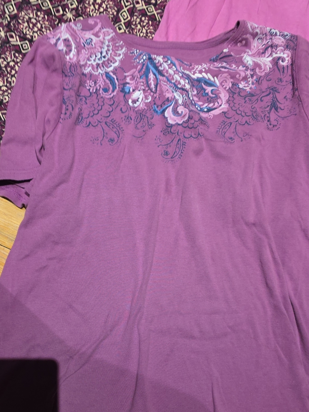 Purple Short Sleeve Top Trio - Patterned & Embroidered Styles - Picture 2 of 7
